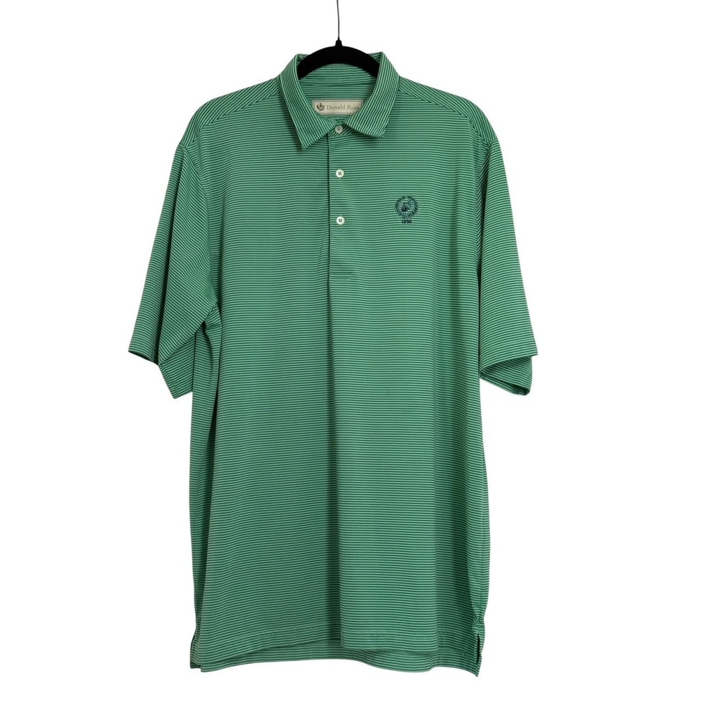 DONALD ROSS GREEN MICROSTRIPE GOLF POLO ARONIMINK GOLF CLUB 1896 LOGO LG